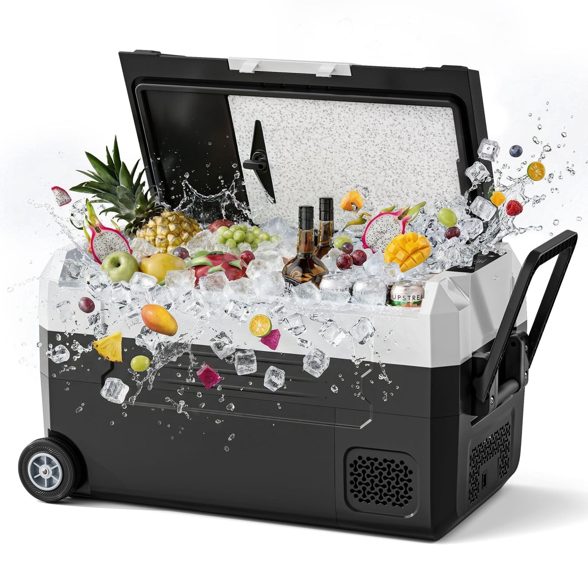 UrbanSync 58QT/55L Portable Compressor Fridge Dual Zone APP Control with LED Light & Included Cutting Board Wheels for Car Home Camping