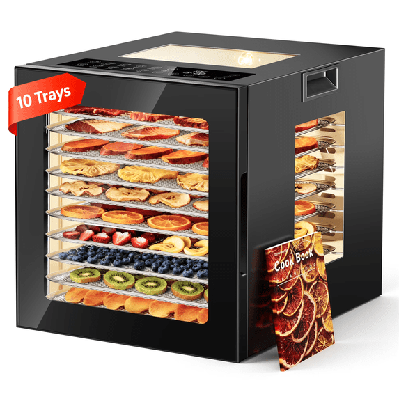 UrbanSync 850W Food Dehydrator Machine, 10 Stainless Steel Trays, 10 Presets, 95-167°F Temperature Control, 48-Hour Timer, Overheating Protection, LED Light, Ideal for Food, Meat, Fruit, Vegetables