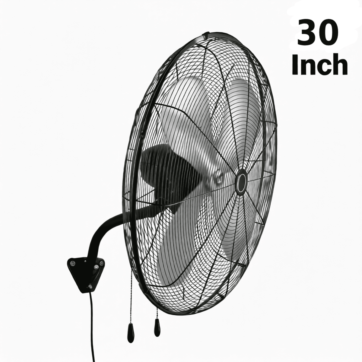 UrbanSync Wall Mount Fan, 30 Inch,3-speed, Waterproof Oscillating Industrial Wall Fan, for Warehouse, Greenhouse, Workshop, Patio (Black)