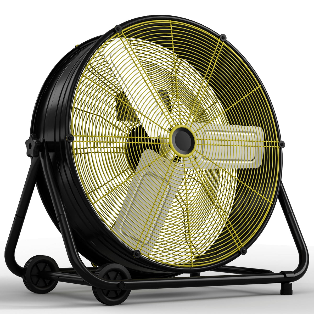 UrbanSync 30" Industrial Drum Fan, 3 Speed Air Circulator w/180°Tilt, With Metal Wheels, for Commercial, Factory and Garage，Black