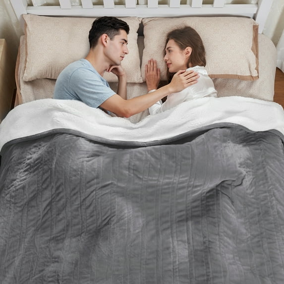 UrbanSync Electric Blanket Flannel and Soft Sherpa Fleece Heated Blanket, 50" x 60" with 12 Hours Auto Shut Off, Machine Washable, Dark Grey