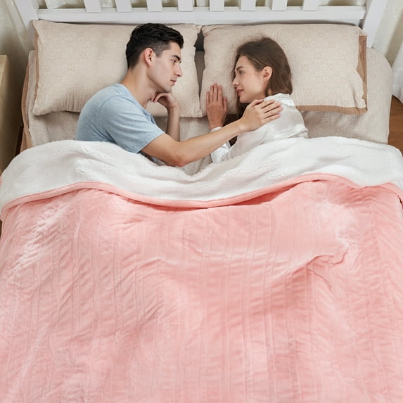 UrbanSync Electric Blanket Flannel and Soft Sherpa Fleece Heated Blanket, 50" x 60" with 12 Hours Auto Shut Off, Machine Washable, Pink