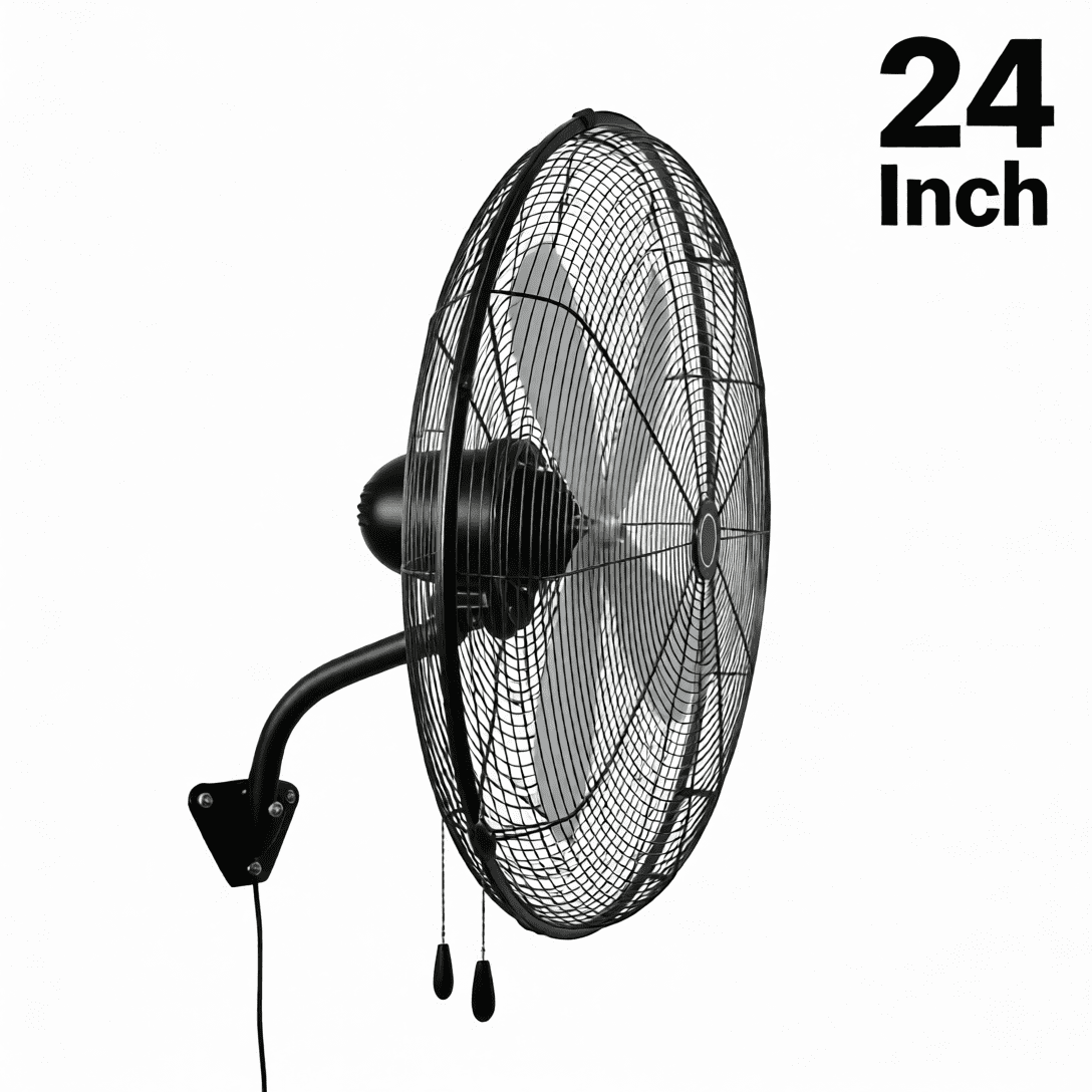 UrbanSync Wall Mount Fan, 24 Inch, 3-speed, Waterproof Oscillating Industrial Wall Fan, for Warehouse, Greenhouse, Workshop, Patio (Black)
