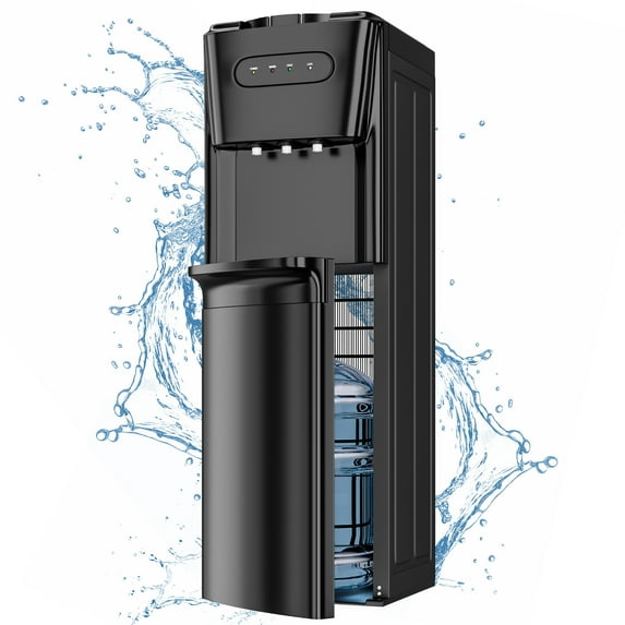 Bottom-Loading Water Dispenser with 3-Settings, Water Cooler with Two 304 Food-Grade Stainless Steel Inner Tanks, Child Lock & Energy-Saving, Fits 3/5 Gal Bottles Home/Office/Gym