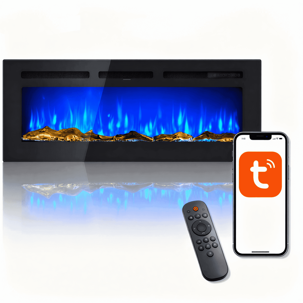 UrbanSync 60" Electric Fireplace, Freestanding/Inserts/Wall Mounted Fireplace Heater with WiFi Remote Control, Smart App, 12 Flame Colours, 12H Timer, Child Lock, for Living Rooms and Bedrooms