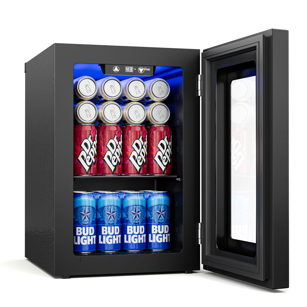 UrbanSync 18L Mini Beverage Refrigerator, Compact Drink Cooler with Glass Door, Thermoelectric Cooling Small Fridge for Soda Beer Juice Skincare Drinks