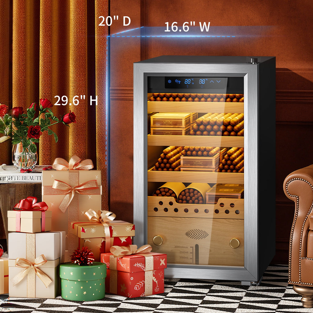 UrbanSync Electric Cigar Humidors with Compressor Cooling - Premium Humidity Control, 40L Cigar Box with Cedar Wood Shelves, Ideal for Storing Cigars