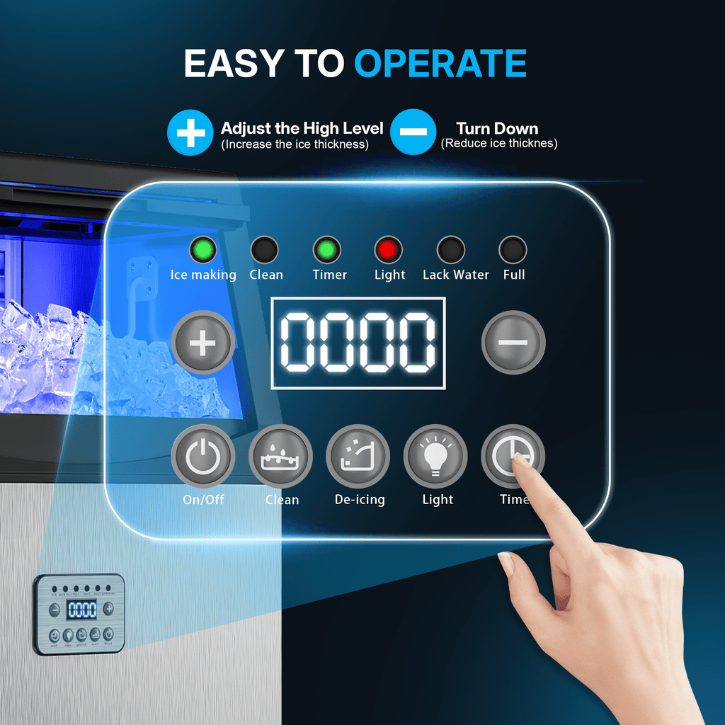 UrbanSync Commercial Ice Maker, 200Lbs/24H, 96 Ice Cubes, Stainless Steel Under Counter ice Machine, Self-Cleaning & Timer, for Home & Bar