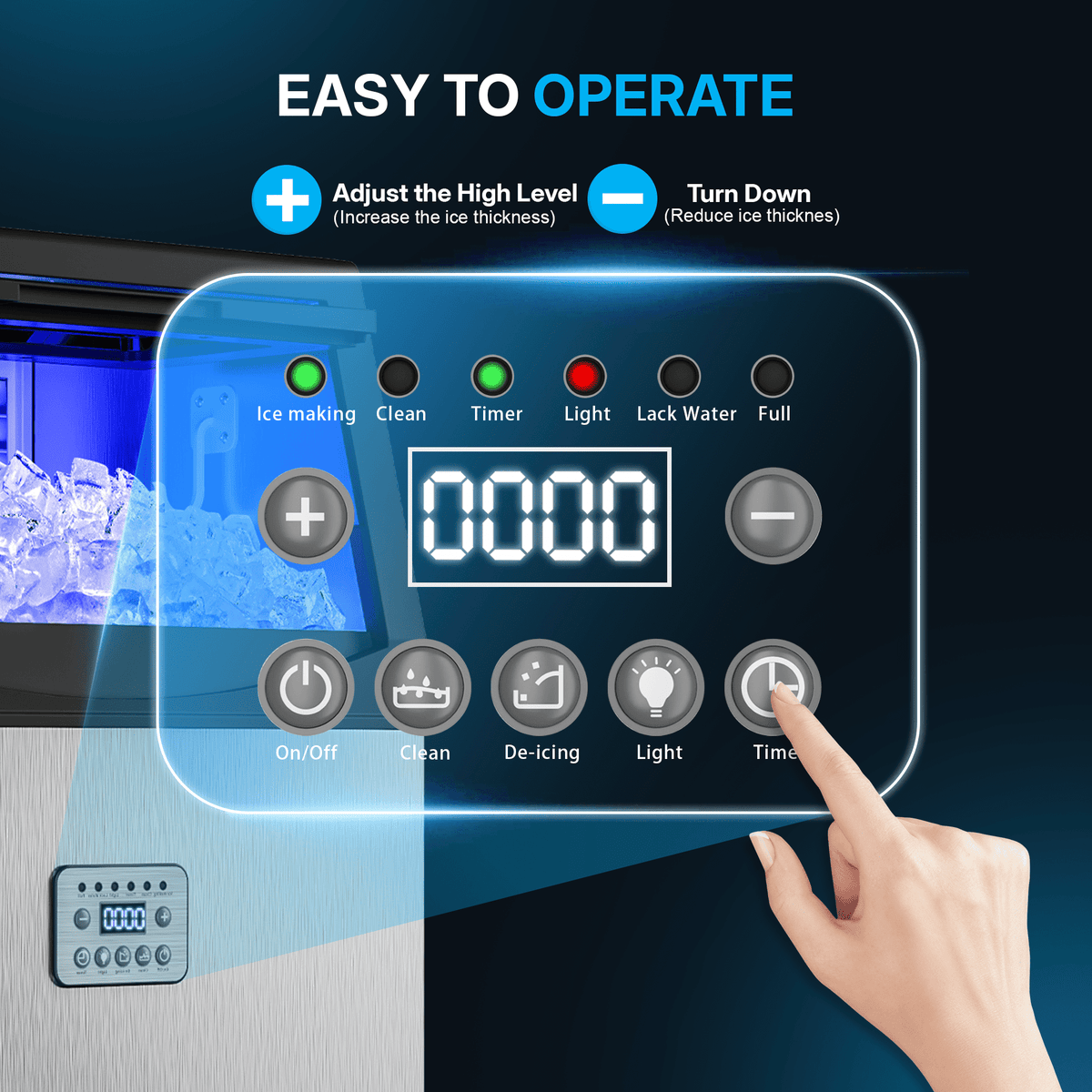UrbanSync Commercial Ice Maker, 200Lbs/24H, 96 Ice Cubes, Stainless Steel Under Counter ice Machine, Self-Cleaning & Timer, for Home & Bar