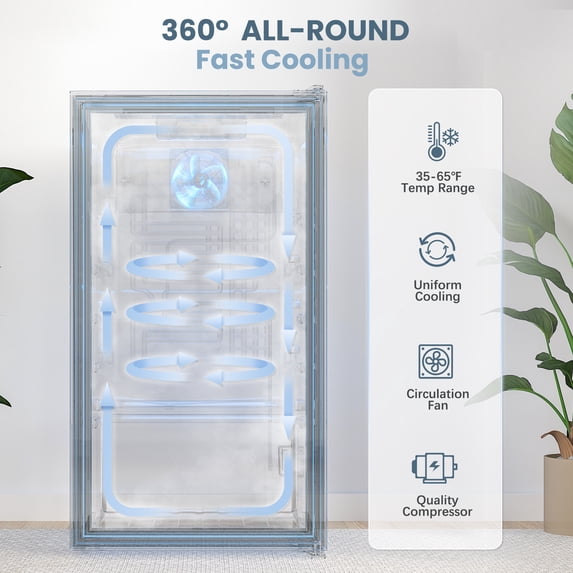 Patiosunny126 Can Beverage Refrigerator and Cooler with Glass Door for Home, 18.5 x 17.5 x 36.7 inches, Stainless Steel