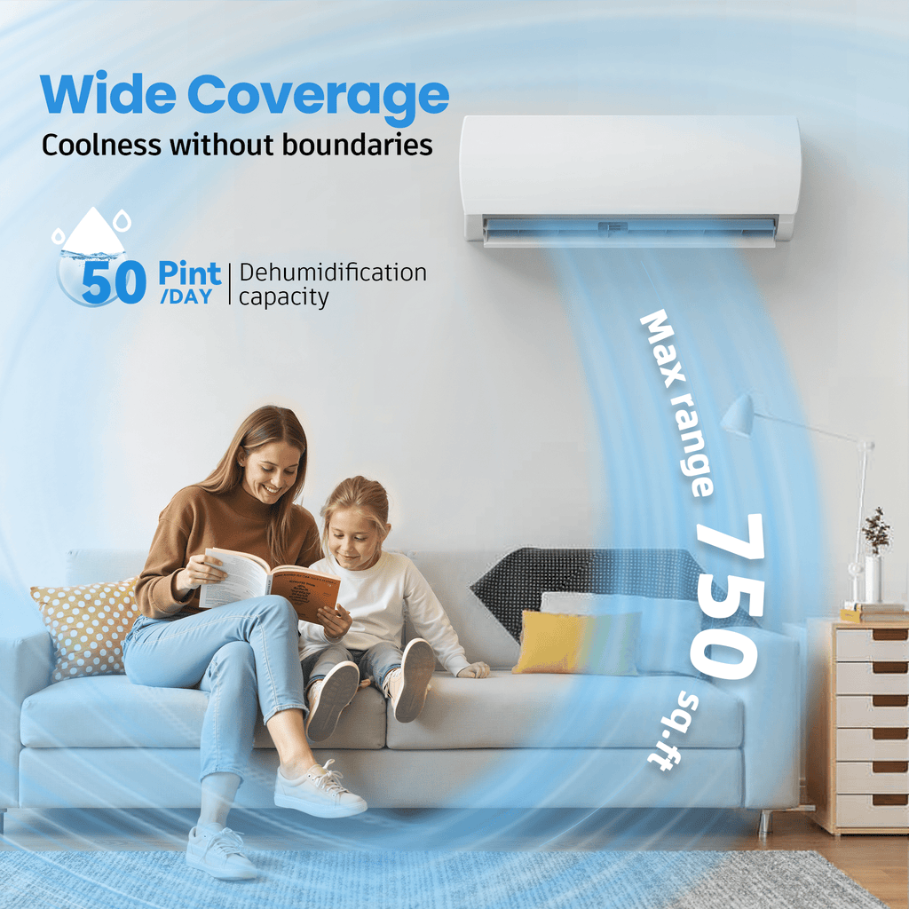 UrbanSync 12000 BTU Mini Split Air Conditioner & Heater with Inverter, 19 SEER2 115V Energy Saving AC Unit Cools Rooms up to 750 Sq. Ft, Complete Installation Kit