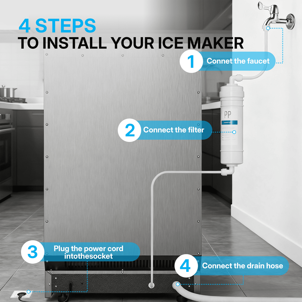 UrbanSync Commercial Ice Maker, 200Lbs/24H, 96 Ice Cubes, Stainless Steel Under Counter ice Machine, Self-Cleaning & Timer, for Home & Bar