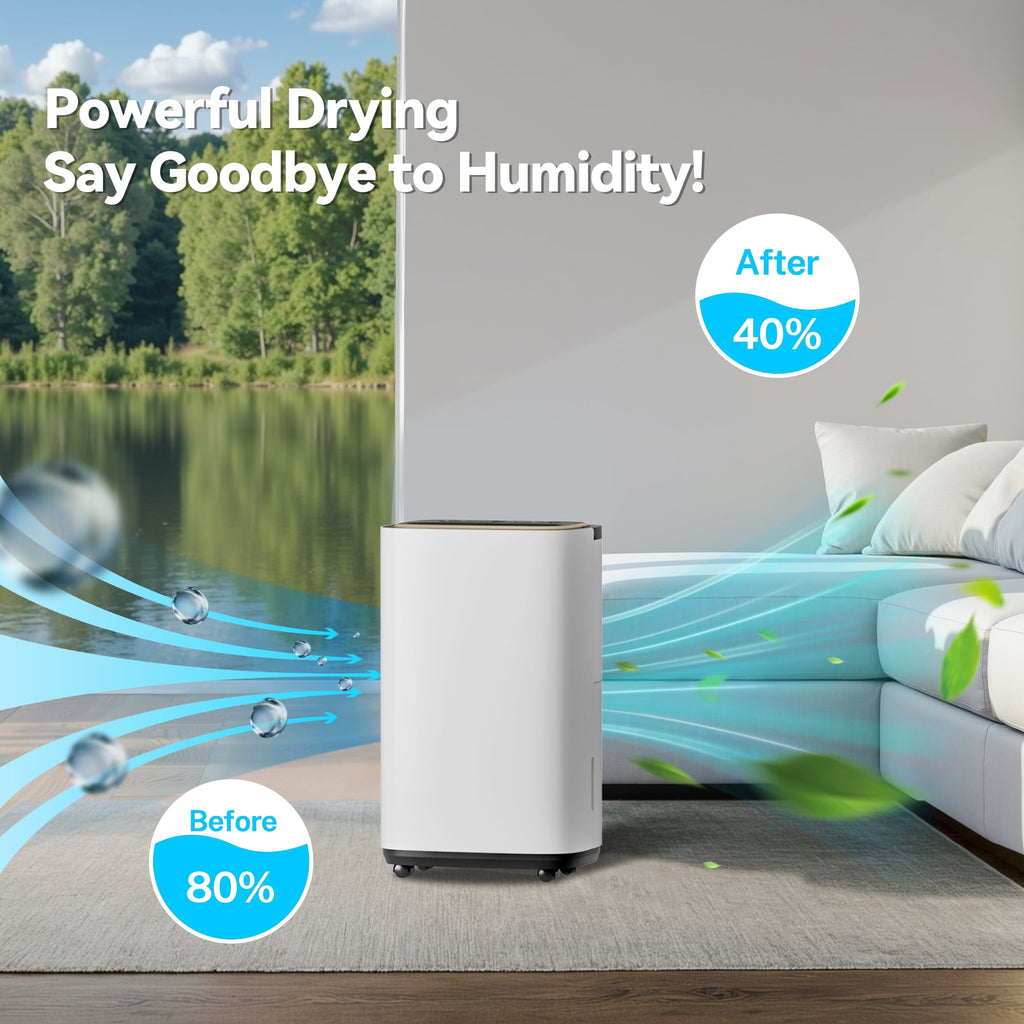 UrbanSync 9-Pint (DOE) , Max 30 Pints/D 3400 Sq.Ft Dehumidifier, Dehumidification/Drying/Air Modes, Humidity Display Function, 24H Timer, Drainage Hose, for Bedroom Office, Basement, Laundry