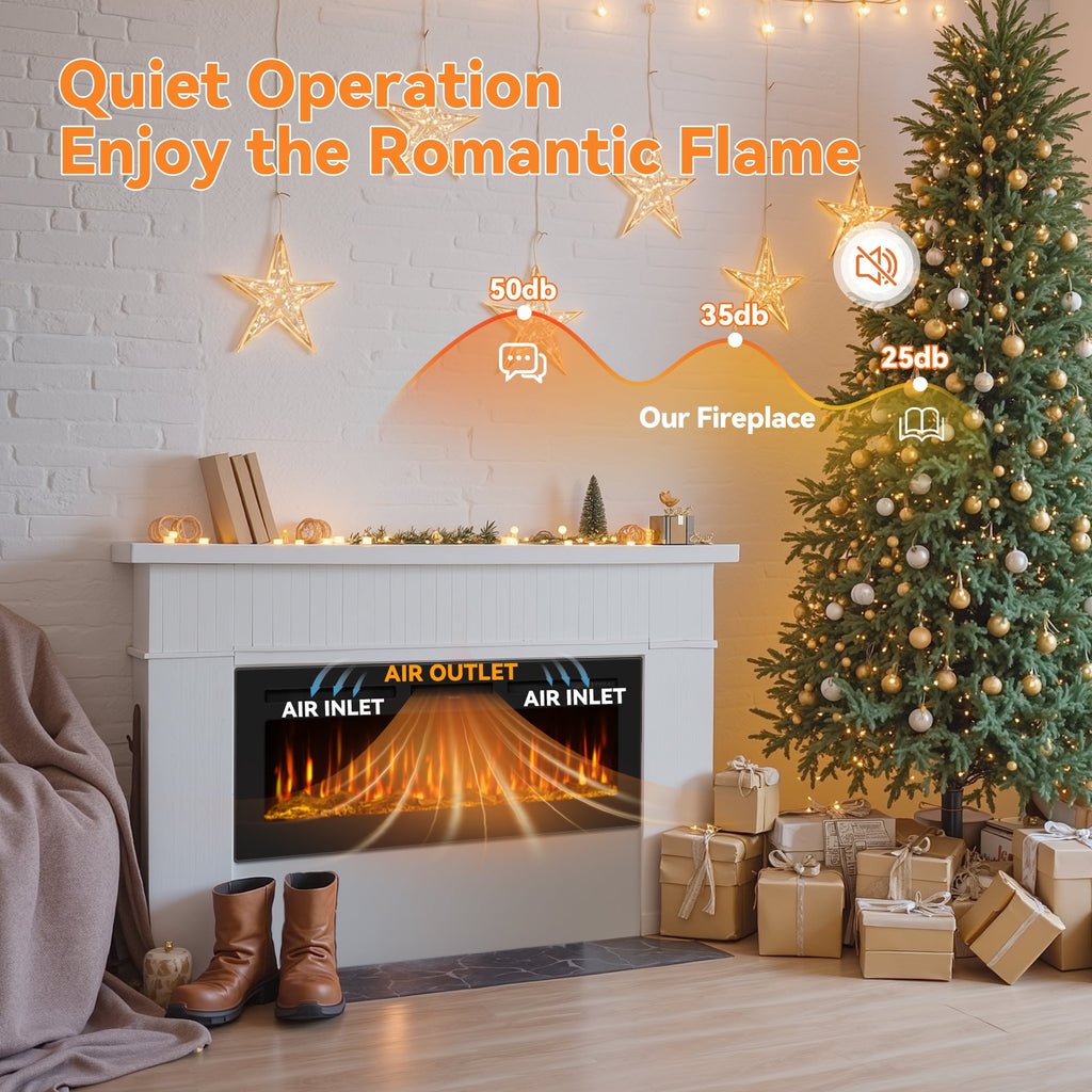 UrbanSync 50-inch wall-mounted electric fireplace with multi-color flame, timer, low noise, touch screen and remote control