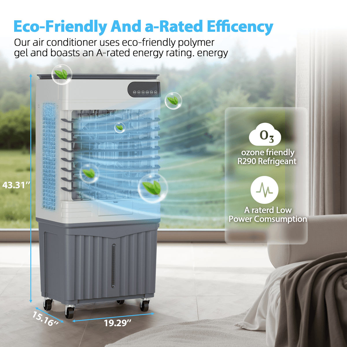 UrbanSync Evaporative Air Cooler, 3d Cooling, 13.5 Gallon Tank, 3 Speeds, 12 Hour Timer, 4 Ice Boxes, Indoor or Outdoor Use