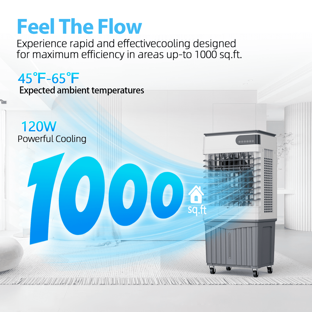 UrbanSync Evaporative Air Cooler, 3d Cooling, 13.5 Gallon Tank, 3 Speeds, 12 Hour Timer, 4 Ice Boxes, Indoor or Outdoor Use